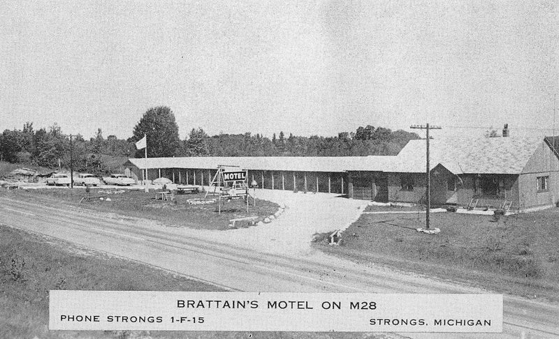 Brattains Motel on M-28 - Old Postcard (newer photo)